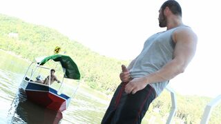 Ripped Bottom Rides Cock on Wood Pier - Hot Outdoor Gay SexAdventure
