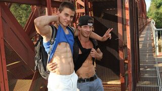 Two Playful Euro Twinks Enjoy Hot Outdoor Public Anal Fun