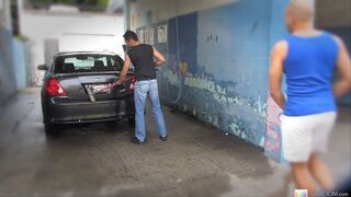 Car Wash Hottie Emilio Sands Gets Loaded in Public Cum Show