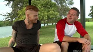 Muscle Hunk stepdaddy Fucks Friend, Rimming His Ass For An Intense Fucking Change