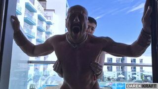 Balcony stepdaddy Fucks Her in Full Public View