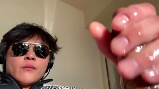 Asian Guy Enjoying SensualSolo Masturbation in Steamy Selfie Clip
