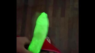 Brazilian Amateur Goes Wild in Neon Condom Solo Fun