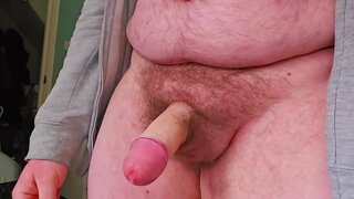 Horny Chubby Man Flexes Hard Cock and Blasts JuicyCumshots