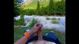Tattooed Guy jerks off outdoors in thrilling solo pov session