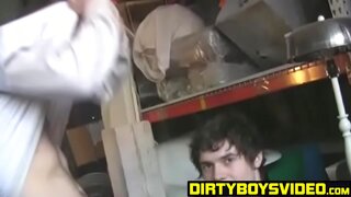 Kyle Sucks Jack President Passionately in Dirty Warehouse Cumshot