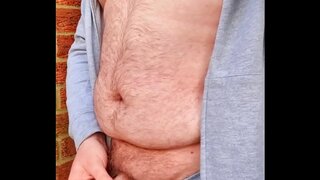 Chubby Man Films His Outdoor Morning Pee Adventure