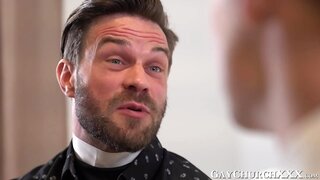 Intense Gay fetish with priest and stepdaddy tasting sacred cum