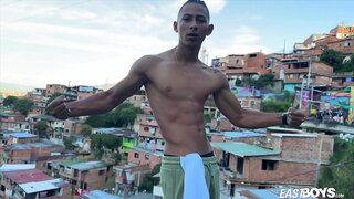 Cute Latino Twink Gives Marcus Brown a Sensual Handjob in Medellin POV