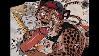 Furry Dudes Get Wild in Bathroom Stall Gay Sex Fest