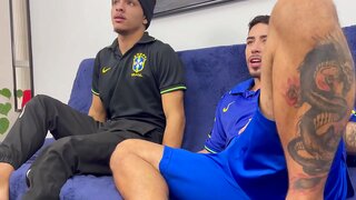 Comforting Blowjob – Friend Eases Nervous Fan During Brazil Game