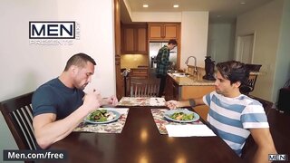 Titus Caught Cheating, Ends Up Kissing Muscular Myles in Hot Bedroom Action