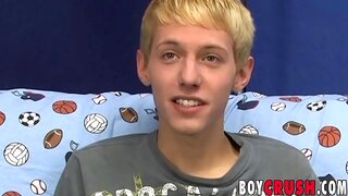Kenny Monroe Wanks Off and Cums in Interview Scene - Skinny Twink Masturbation