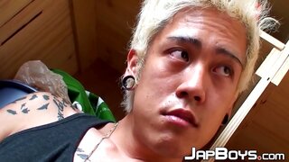 Blonde Japanese Twink 18+ Nails Solo Anal Fun &Dick Stroking Mastery
