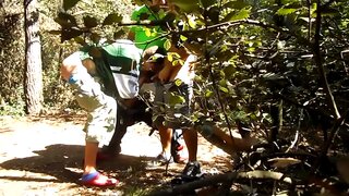Gay Threesome Caught Getting Wild in Public-Outdoor Action heats up
