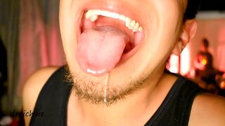 Latino Guy Shows Off Massive Mouth fetish in Saliva-Drenched HD glory