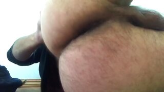 Big Hairy Ass Jiggles in Hot Gay Amateur Masturbation Session