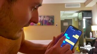 Hot Twink 18+ and Muscular Jock Bareback in Hotel Room Post Grindr Hookup