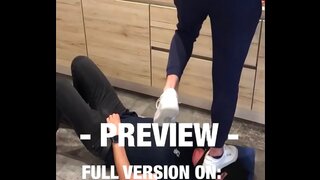 Reeboks Crush Doormat in Intense Trampling Fetish Scene