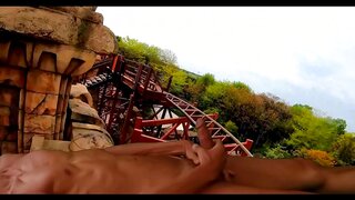 Amateur Guy Gets Off While Riding The Roller Coaster