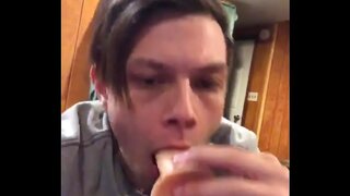Hot 18+ Guy Deepthroats Dildo in Intense SoloGay Blowjob Session