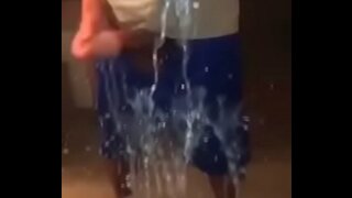 Guy Blasts Cum Ropes on Mirror During Intense Masturbation Session