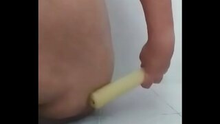 18+ Solo Boy 18+ Preps for Bath with Dildo in Gay Amateur Anal Fun