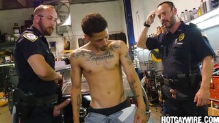 Horny Cops Arrest and Bang Thug in Wild InterracialGay Threesome - Part 2
