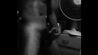 Voyeur Black & White Gay Amateur Masturbates Secretly