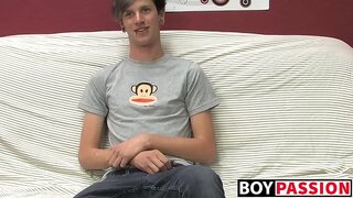 Danny's Cute Gay Solo Masturbation Session on the Couch