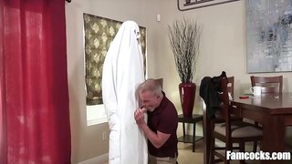 Step stepdad Takes Control Fucking His Stepson Hardcore on HalloweenNight