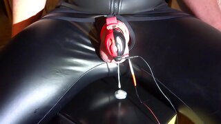 Hands-Free E-Stim Cum Milking with Chastity Cage in Intense BDSM Scene