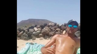 Steamy Gay Jerk-off Adventure at Nude Beach in Canarias