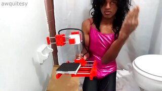 Petite 18+ Transgender FemBoy 18+ Unboxes 3D Printer in Sexy Leotard & Leggings