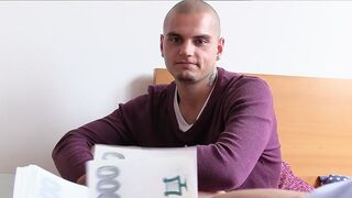 Indebted Bald Beauty Gets a Massive Facial from Debt Dandy