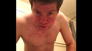 Guy Masterbates Intensely, Moaning Loudly Until Explosive Orgasm