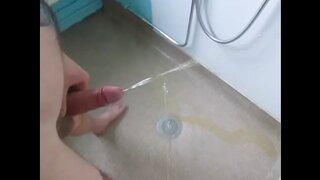 Jacob's UncutGayMasturbationSessionintheShowerwithShavedDick&PissPlay