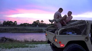 Horny Soldiers Enjoy Wild Outdoor Gay Sex Adventure