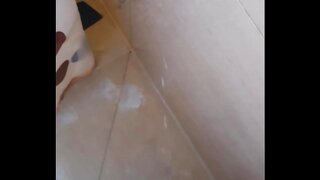 Hot Gay Fantasizes Intense Cumshot During Steamy Shower Masturbation