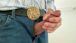 Big Cock Solo Fun – Jerking Off With A Sexy Belt Buckle