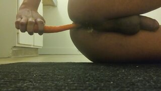 18+ Teen 18+ Solo Boy 18+ Fucks His Ass with a Carrot for a Long Anal Orgasm