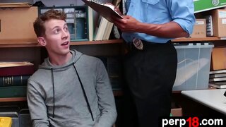 Young 18+ Thief GetsCaught by Uniformed Officer in Hot InterracialGay Action