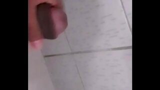 Brazilian Stud With Big Cock Cums Hard In Public Bathroom Scene