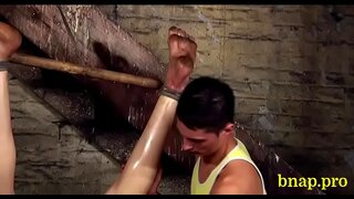 Excited Gay Man Enjoying Intense BDSM Bondage Teasing