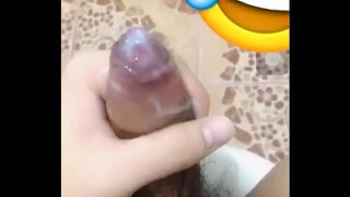 Intense Gay Masturbation Ends with Powerful Cumshot in Public Restroom