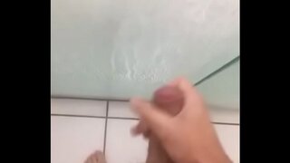 Hot Gay Twinks Cum Secretly in the Bathroom Masturbating