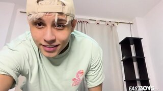 Latin Beauty Sucks Nipples and Jerks Off Big Cock