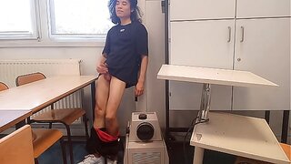 Horny Student Squirts Jizz on Classmate's Desk: Risky Wank at School – Jon Arteen