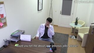 Scrawny Office Hottie Gets Filthy While Jerking Off inChair