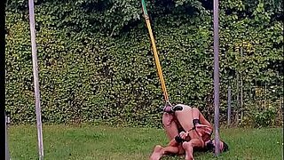 Bound Slave Exposed: White Toys Balls Vulnerable for Rough Handling Debauchery